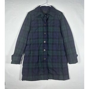 J. Crew Collection Jacket Women's 12 Tartan Plaid Wool Trench Coat *Missing Belt